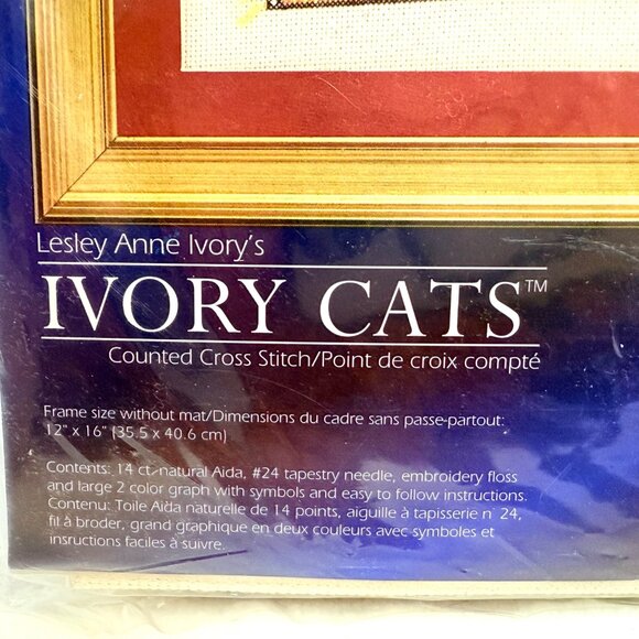 Ivory Cats Counted Cross Stitch Kit -Designs for the Needle - NWT - Picture 4 of 6